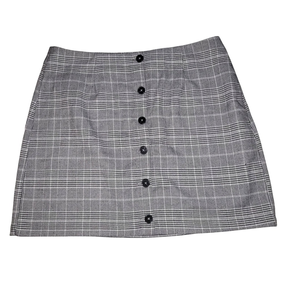LOTTIE MOSS Plaid Button Front Mini Skirt Women's L Black White
Y2K Streetwear